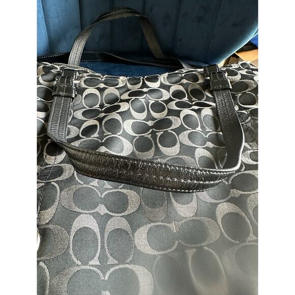 Coach Shoulder Bag Purse Tri Color Signature Alexandra Satchel Black Grey - Picture 4 of 16